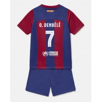 Barcelona Ousmane Dembele #7 Fotballklær Hjemmedraktsett Barn 2023-24 Kortermet (+ korte bukser)